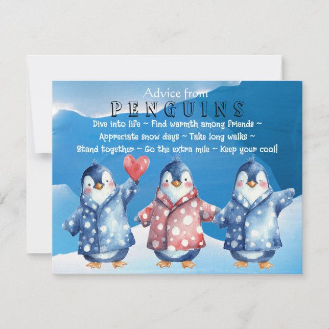Watercolor Advice from Penguins Flat Greeting Card (Front)