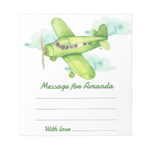 Watercolor aeroplane birthday time capsule message notepad