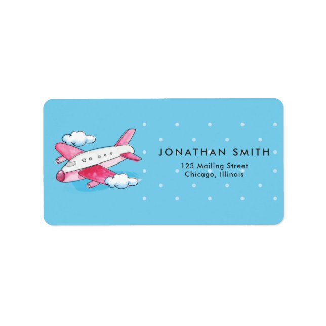 Watercolor Aeroplane Travel Label (Front)