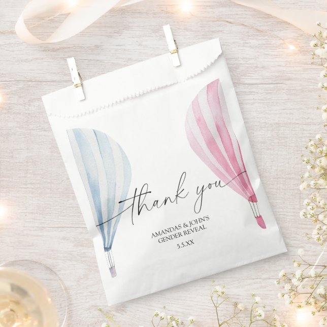 Watercolor Aerostats Thank you gender reveal Favour Bags (Clipped)