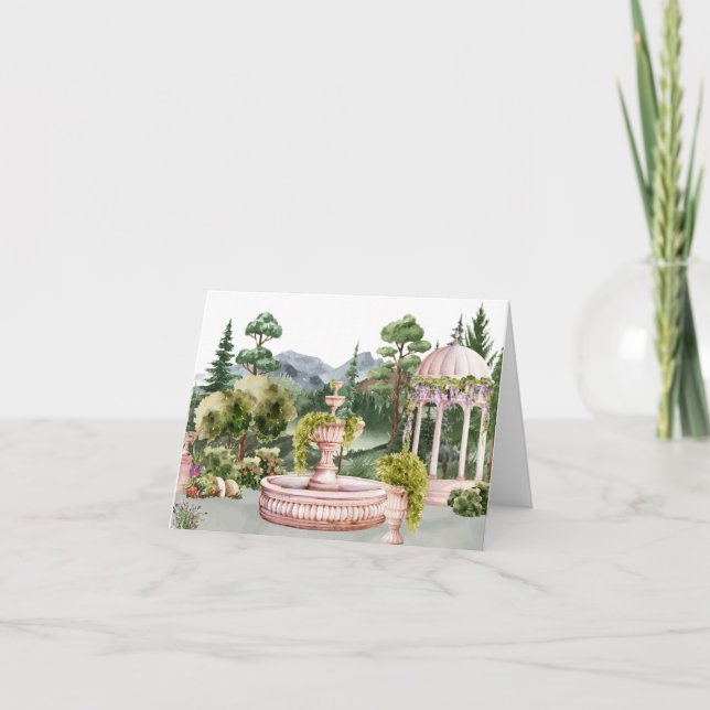 Watercolor aesthetic green garden elegant  card (Front)