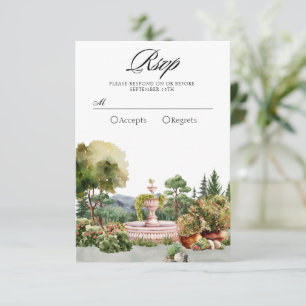 Watercolor aesthetic green garden elegant RSVP card