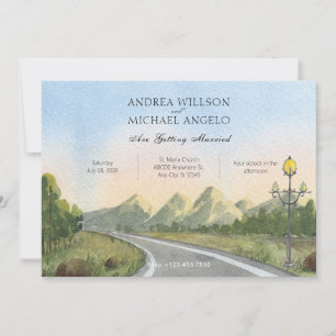 Watercolor Aesthetic nature landscape wedding Invitation