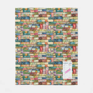 Watercolor Aesthetic Stacked Books Fleece Blanket