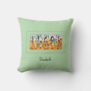 Watercolor, Afrcan Art Awesome Heart Warming Dance Cushion