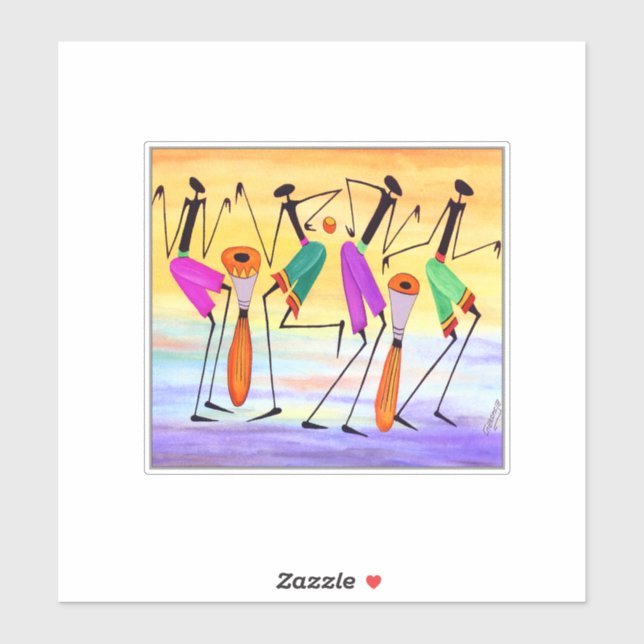Watercolor, African Art Expressing Happiness  (Sheet)