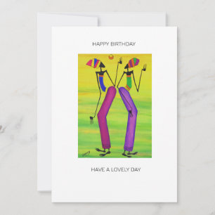 Watercolor African Art, Happiness Birthday Card