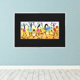 Watercolor, African Art Heart Warming Dance Canvas Print