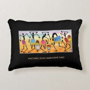 Watercolor, African Art Heart Warming Dance Decorative Cushion
