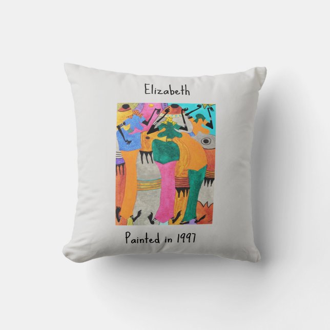 Watercolor, African Art, Joy Dance  Cushion (Front)
