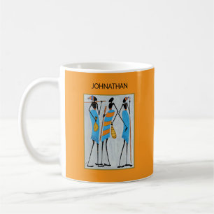 Watercolor, African Art, Maasai Warriors  Coffee Mug