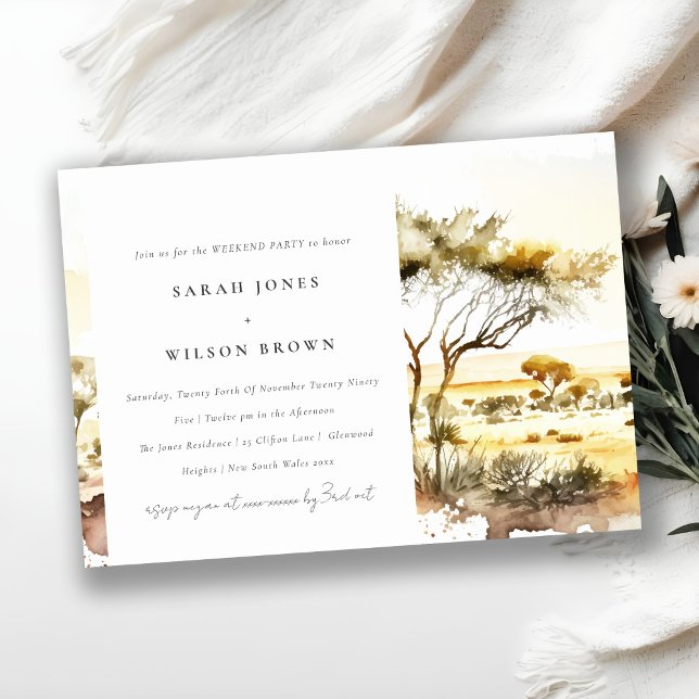 Watercolor African Landscape Weekend Dinner Party Invitation (Creator Uploaded)