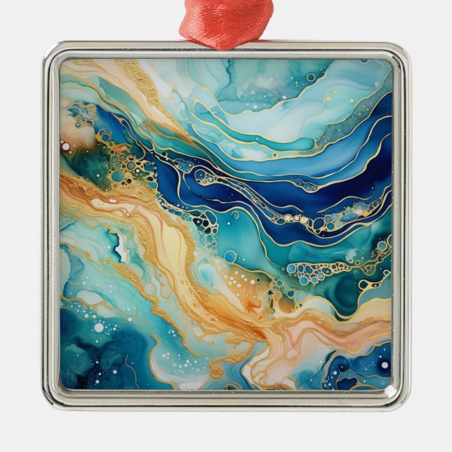 Watercolor Agate Christmas Ornament (Front)