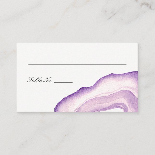 Watercolor Agate Escort Place Cards | Lavender (Front)