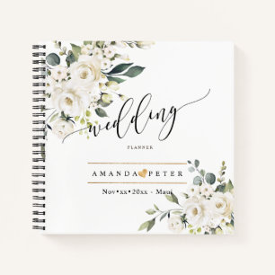 Watercolor Alabaster Roses Elegant Wedding Notebook