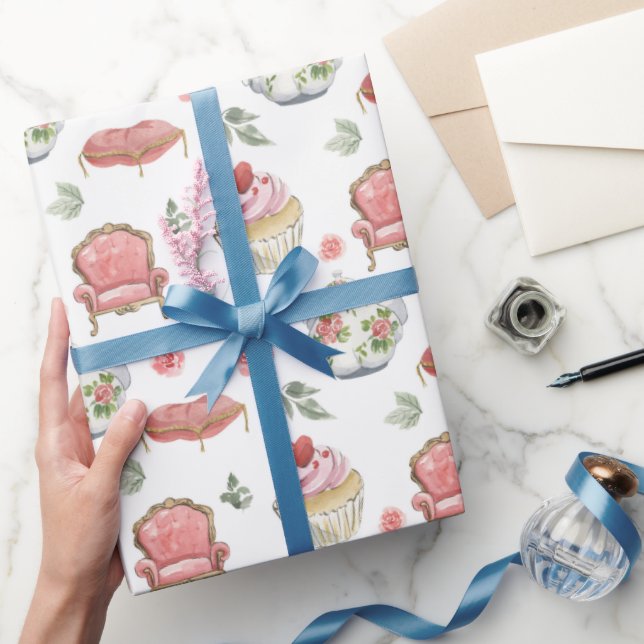 Watercolor Alisa in Wonderland Pattern  Wrapping Paper (Gifting)