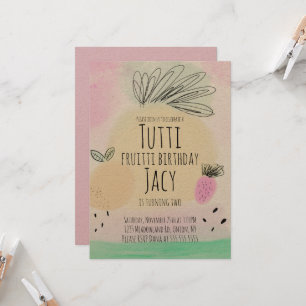 Watercolor All Birthday Fruits Hand Drawn Party Card