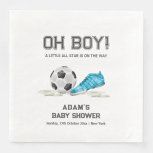 Watercolor All Star Soccer Sport Boy Baby Shower  Napkin