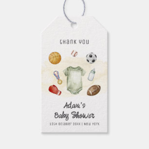 Watercolor All Star Sports bodysuit Baby Shower  Gift Tags