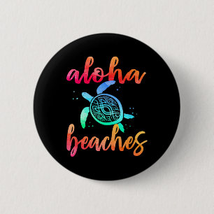 Watercolor Aloha Beaches Turtle Shirt Hawaiin Sea  6 Cm Round Badge