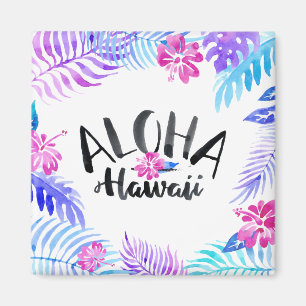 Watercolor Aloha Hawaii Tropical   Magnet
