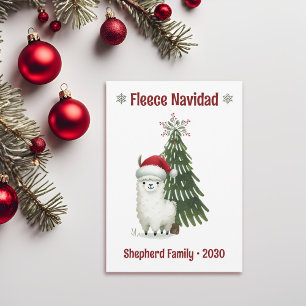 Watercolor Alpaca Fleece Navidad Holiday Card