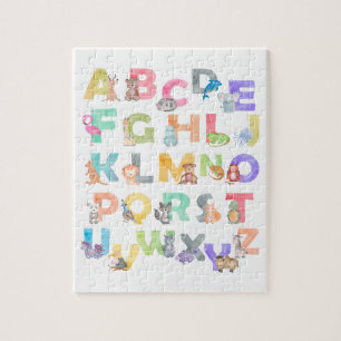 Watercolor Alphabet Animals Jigsaw Puzzle