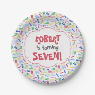 Watercolor alphabet custom kids birthday supplies paper plate