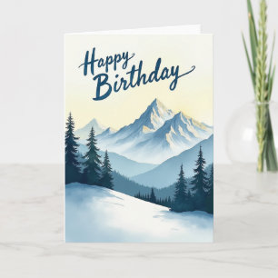 Watercolor Alpine Birthday Card
