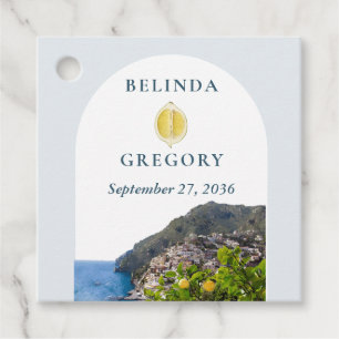 Watercolor Amalfi Coast Arch Italy Lemons Wedding Favour Tags