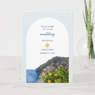 Watercolor Amalfi Coast Arch Italy Lemons Wedding Programme