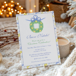 Watercolor Amalfi Lemon Wreath Party Invitation