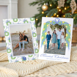 Watercolor Amalfi Lemons Garland Swag Photo Holiday Card