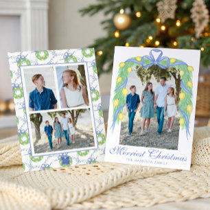 Watercolor Amalfi Lemons Garland Swag Photo Holiday Card