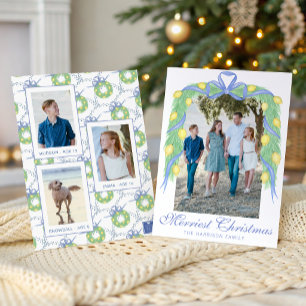 Watercolor Amalfi Lemons Garland Swag Photo Holiday Card