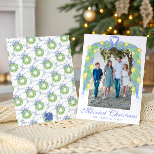 Watercolor Amalfi Lemons Garland Swag Photo Holiday Card