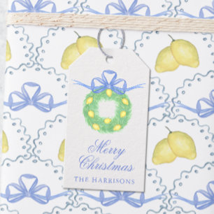 Watercolor Amalfi Lemons Wreath Gift Tags