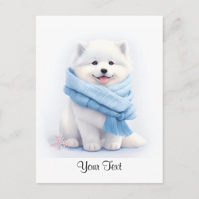 Watercolor American Eskimo Puppy Dog Personised Postcard (Front)