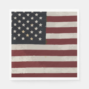 Watercolor American Flag 4th of July Napkin
