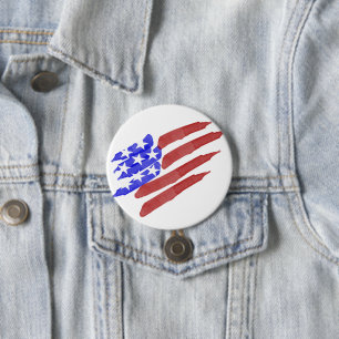 Watercolor American Flag Independence Day  7.5 Cm Round Badge