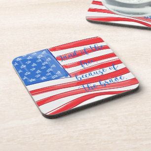 Watercolor American Flag Land of the Free Coaster