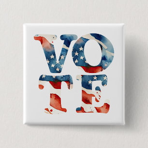 Watercolor american flag vote voter voting rights 15 cm square badge