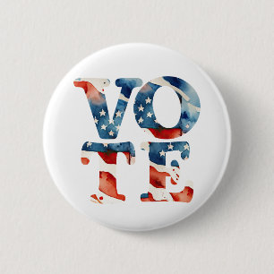 Watercolor american flag vote voter voting rights 6 cm round badge