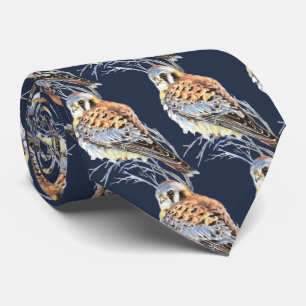 Watercolor American Kestrel, Falcon Bird Hawk Tie