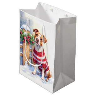 Watercolor American Pit Bull Terrier Festive Medium Gift Bag