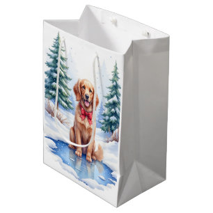 Watercolor American Water Spaniel Frozen Pond Medium Gift Bag