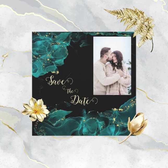 Watercolor Anastasia Black and Green Save the Date (Creator Uploaded)