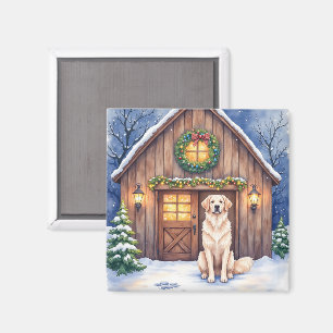 Watercolor Anatolian Shepherd Dog Rustic Barn Magnet