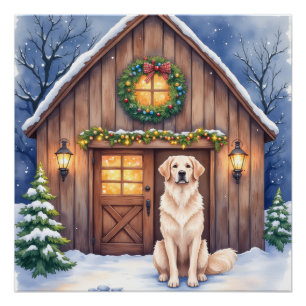 Watercolor Anatolian Shepherd Dog Rustic Barn Poster
