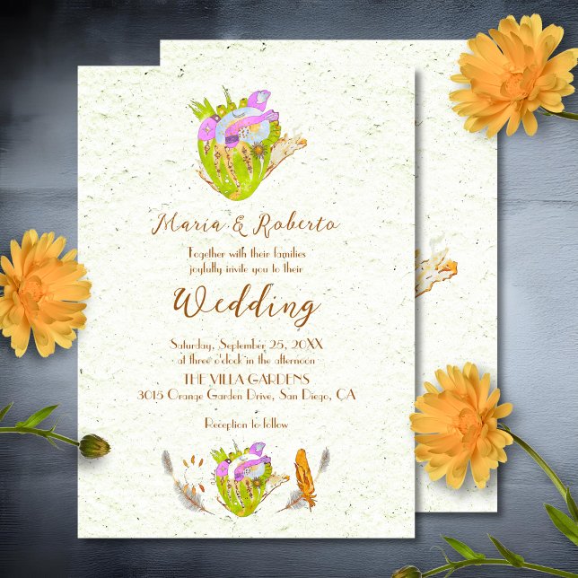 Watercolor Anatomical Hearts Mexican Wedding Invitation (Creator Uploaded)